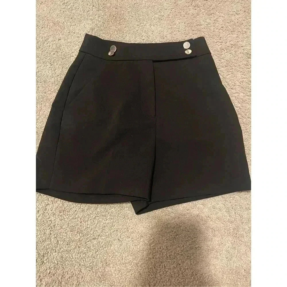 H&M Women's Black High-Waisted Chino Dress Shorts Size 0 Casual